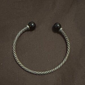 David Yurman Silver and Black Cable Bracelet